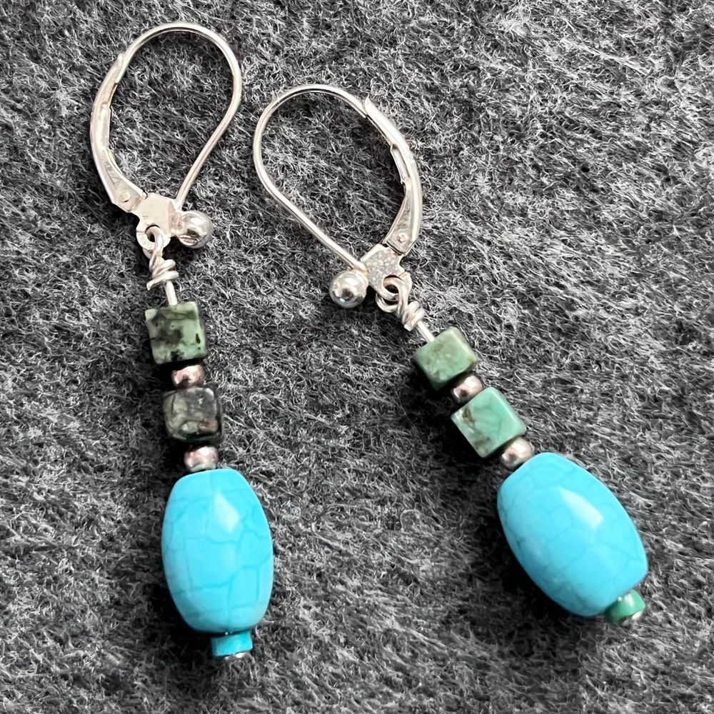 Turquoise and Sterling Silver Dangle Earrings